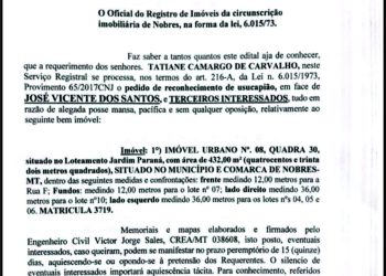 EDITAL PARA CONHECIMENTO DE TERCEIROS INTERESSADOS