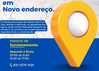 Câmara Municipal de Nobres – Endereço Provisório